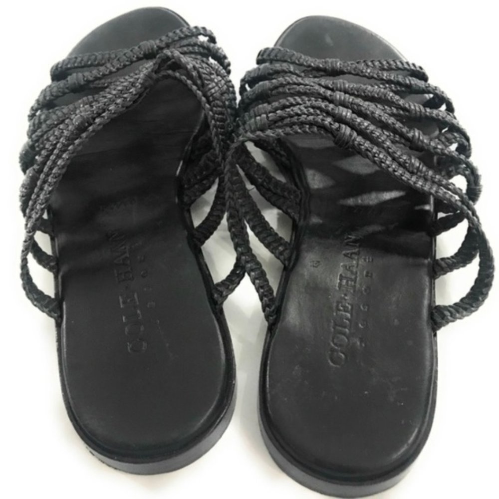 (SOLD) Cole Haan Black Strappy Slip On Sandals - Picture 5 of 7